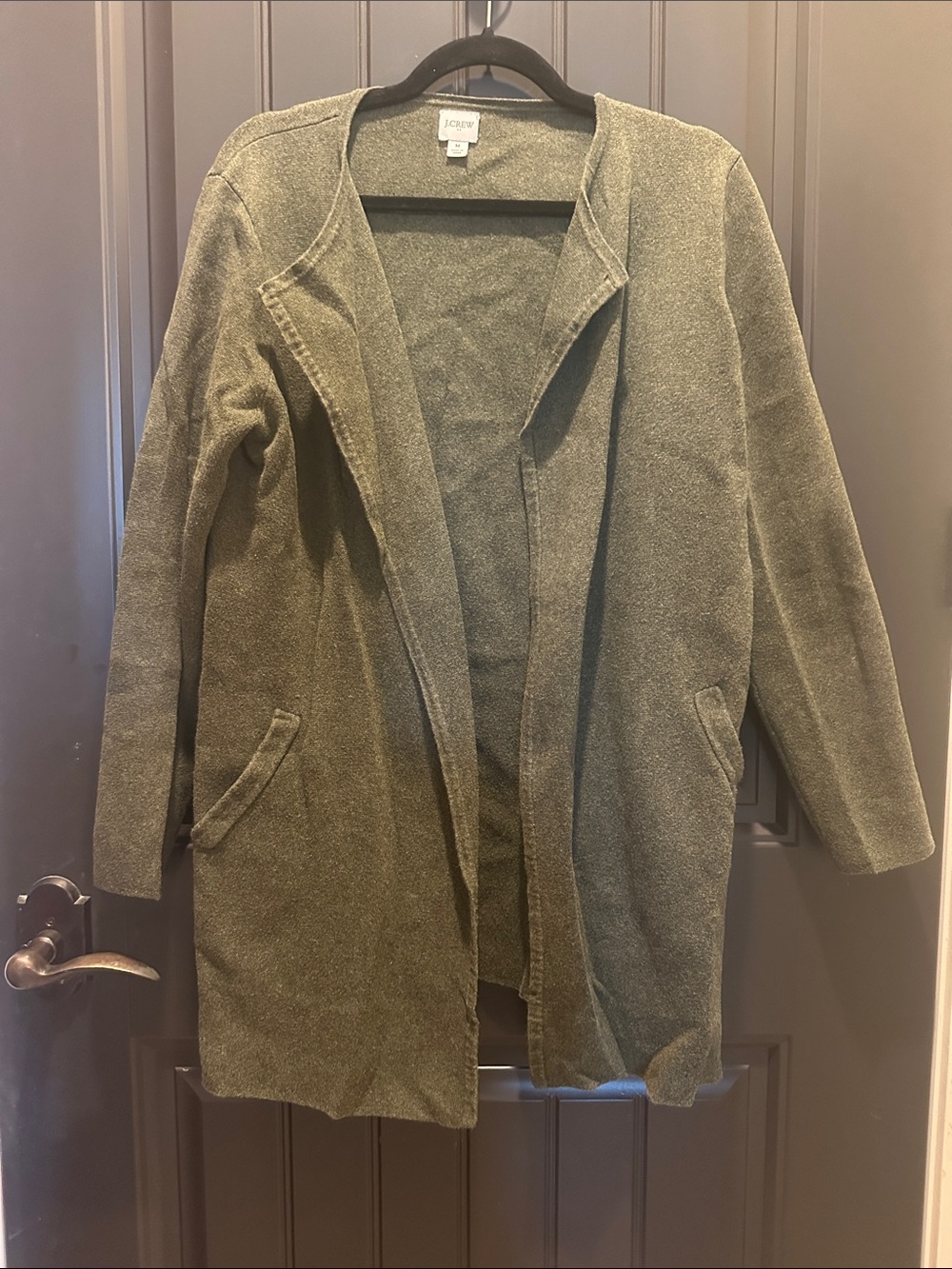 J. Crew Olive Green Open-Front Cardigan M